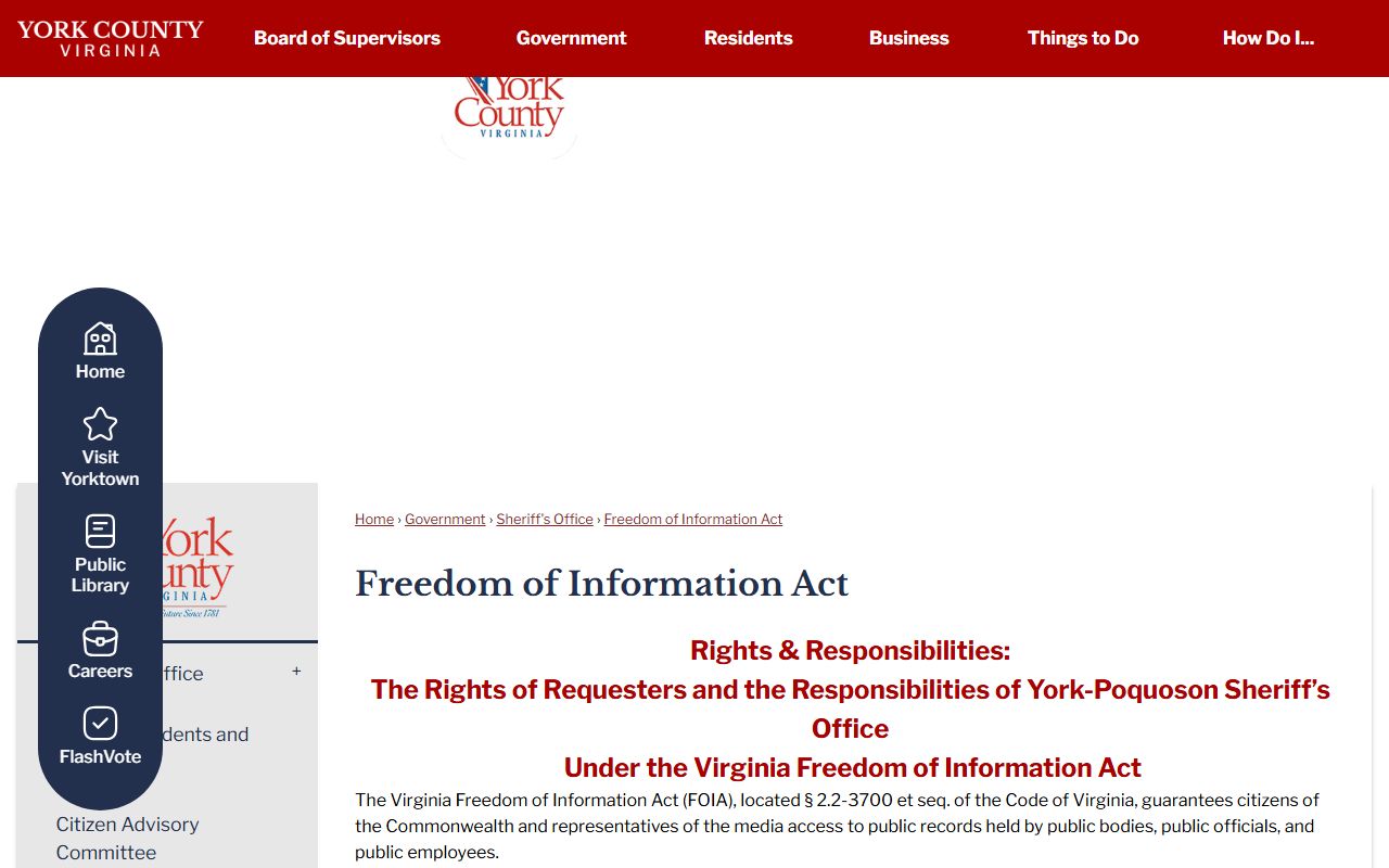 York County jail mugshots sheriff FOIA arrestee photograph guidance