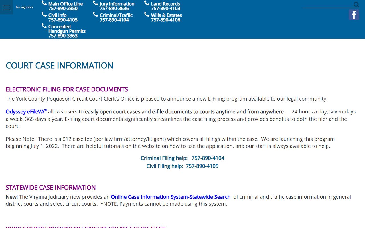 York County court records after arrest court case information and copy fees